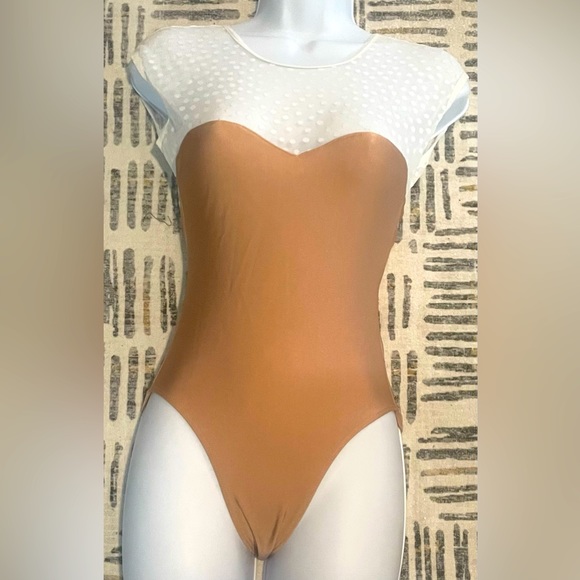 American Apparel - Polkadot Mesh Two-Toned Body Suit - SIZE XS/S - Picture 2 of 5